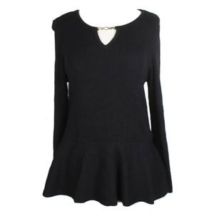 Thalia Sodi Deep Black Long-Sleeve Peplum Sweater